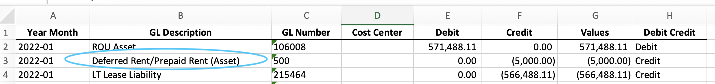 Balances from pre-existing lease accounting guidance
